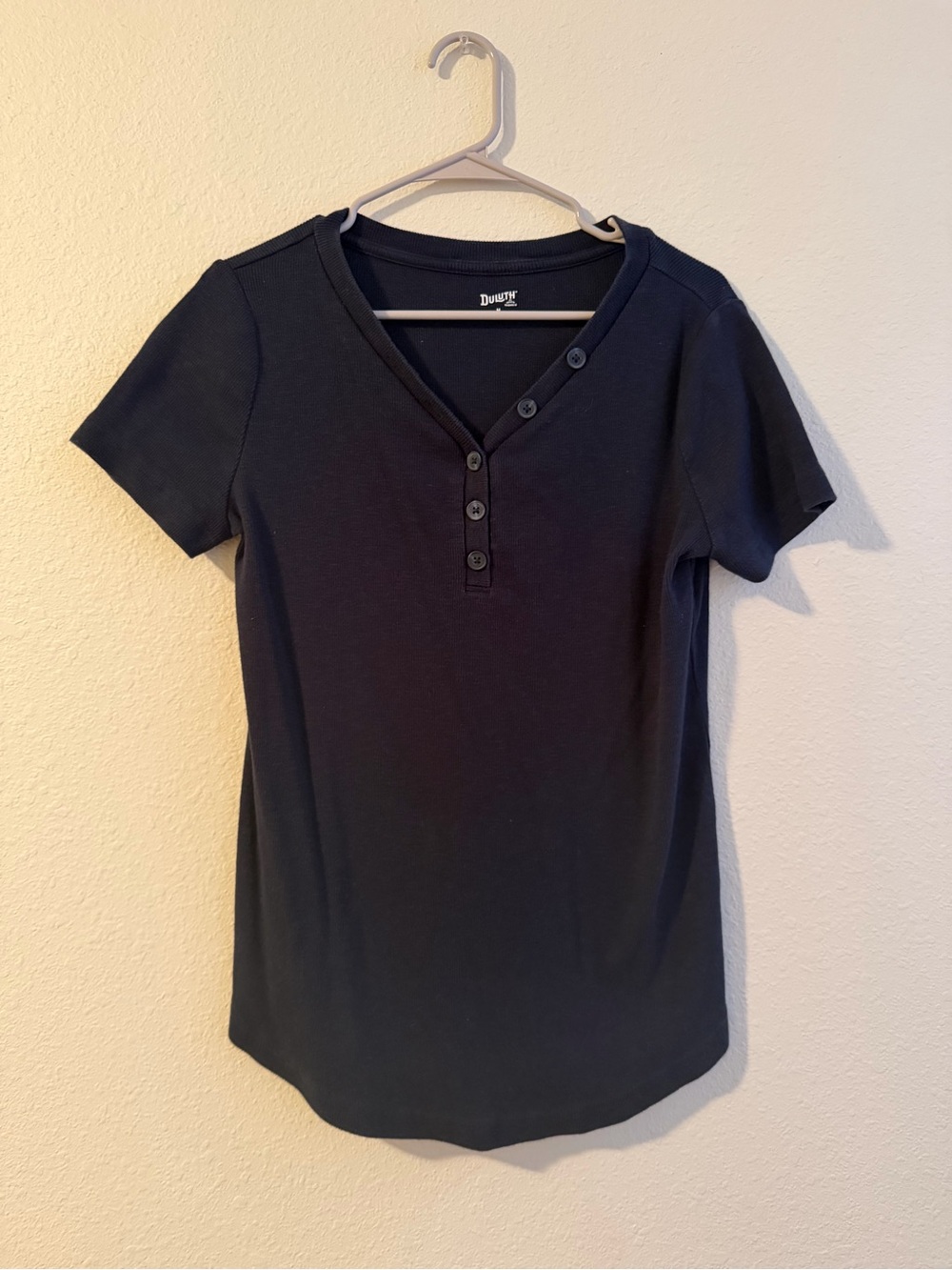 Duluth Trading Co. Black Short Sleeve Henley Tee